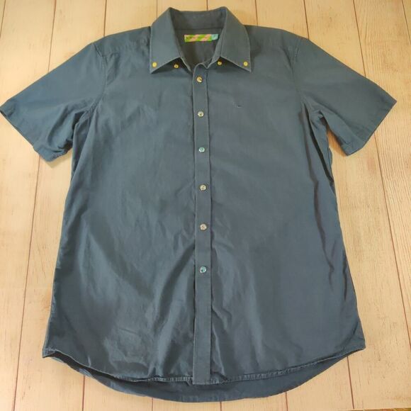 Modern Amusement bird button front camp shirt sz L - Picture 3 of 8